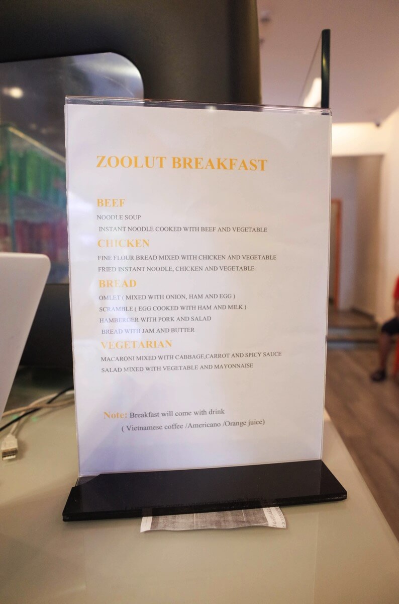 zoolut Stay 271の朝食メニュー