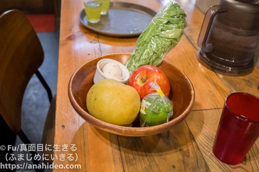 山本のハンバーグ 阿佐ヶ谷食堂　野菜ジュースに使われた野菜